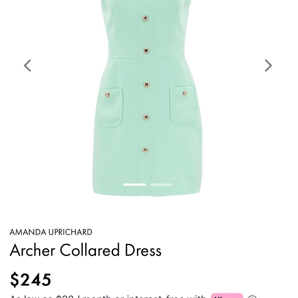 Mint green Amanda uprichard Sleeveless Button-Down Dress Archer collared dress